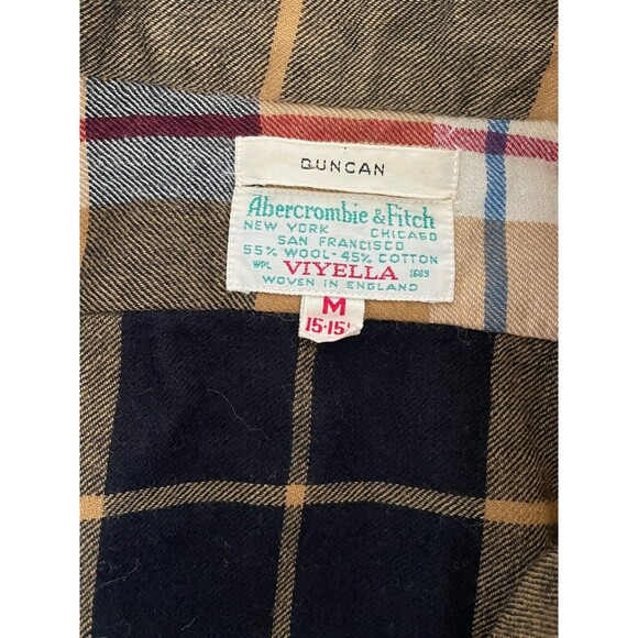 Vintage ABERCROMBIE & FITCH Viyella Wool Blend Plaid Men’s Shirt M 15-15 1/2 - Picture 4 of 7